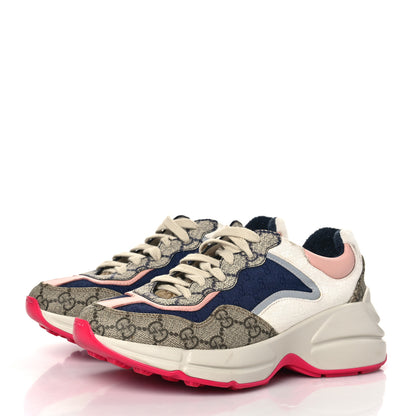 Gucci GG Supreme Monogram Mix Monogram Womens Rhyton Sneakers 36 London Blue Beige Pale Pink 3 of 6