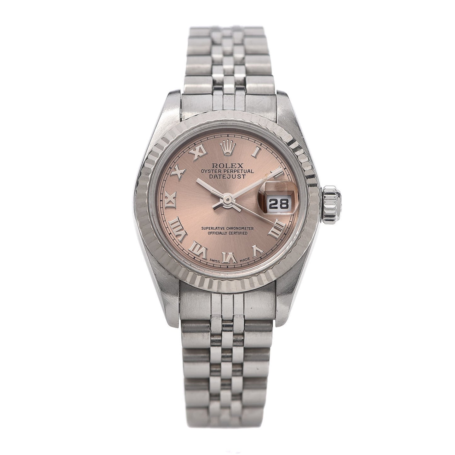 Stainless Steel 26mm Oyster Perpetual Datejust Watch Pink Roman 79174