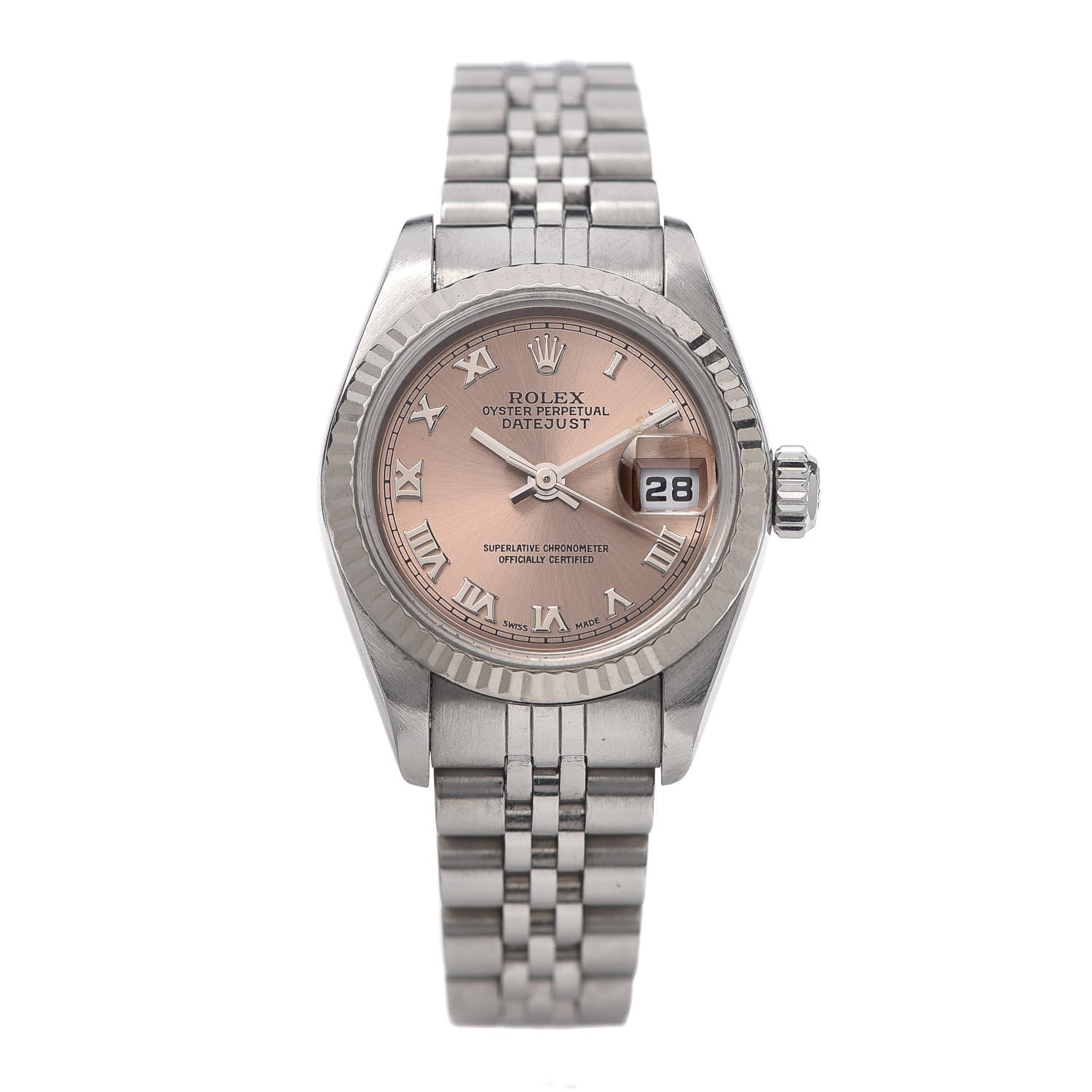 Rolex Stainless Steel 26mm Oyster Perpetual Datejust Watch Pink Roman 79174 1 of 6