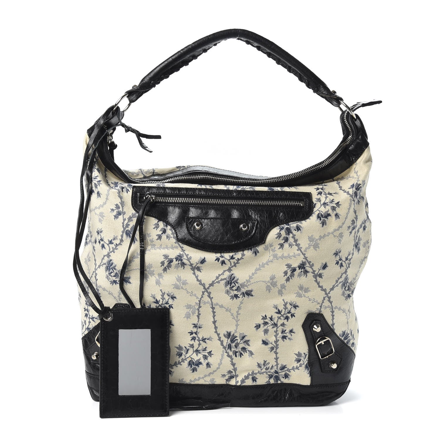 Balenciaga Chevre Toile De Jouy Floral Classic Silver Hardware Day Hobo Black 1 of 9