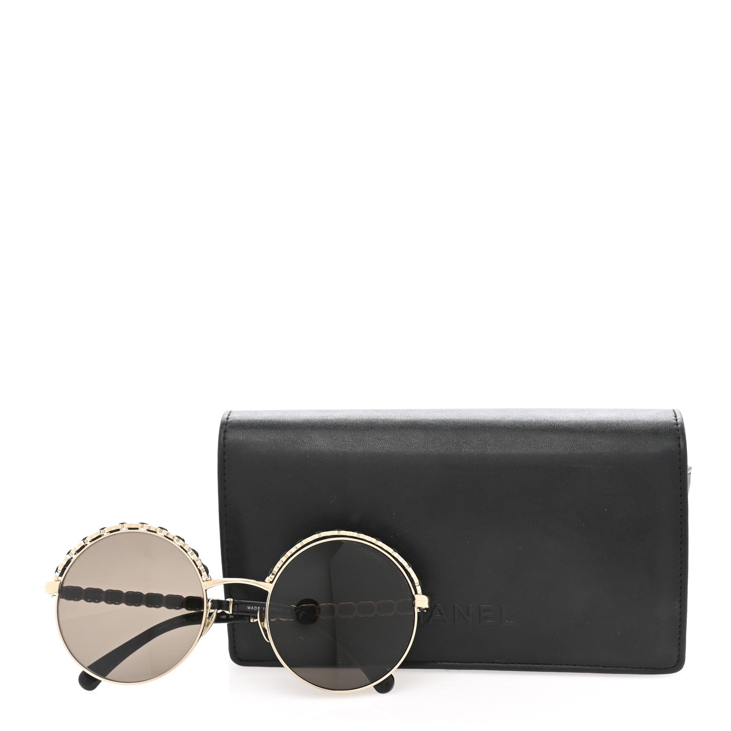 Chanel Metal Calfskin Round Chain Sunglasses 4265-Q Black 8 of 8