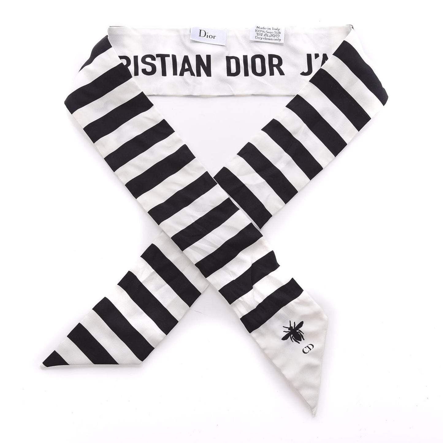 Silk Striped Mitzah Scarf White Black
