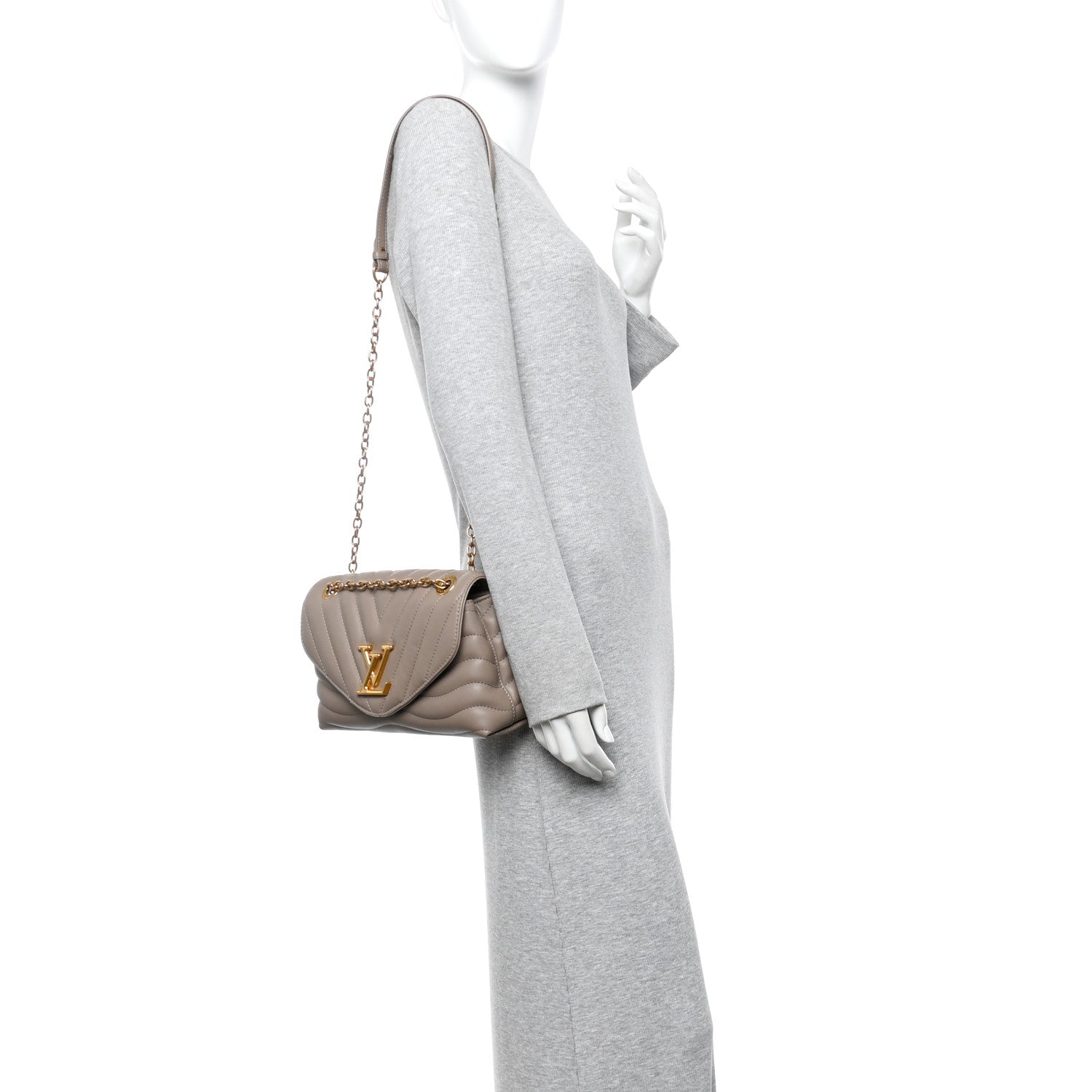 Louis Vuitton Calfskin LV New Wave Chain Bag Taupe 1813298