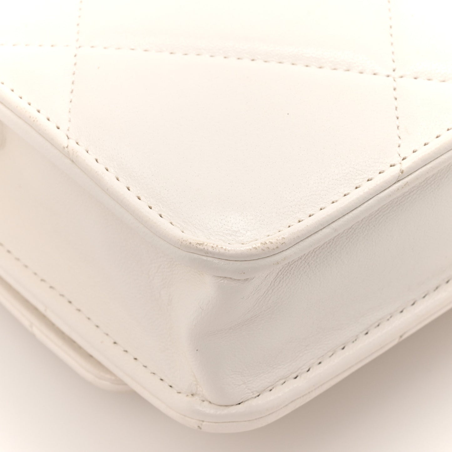 Lambskin Quilted Chanel 19 Wallet On Chain WOC White