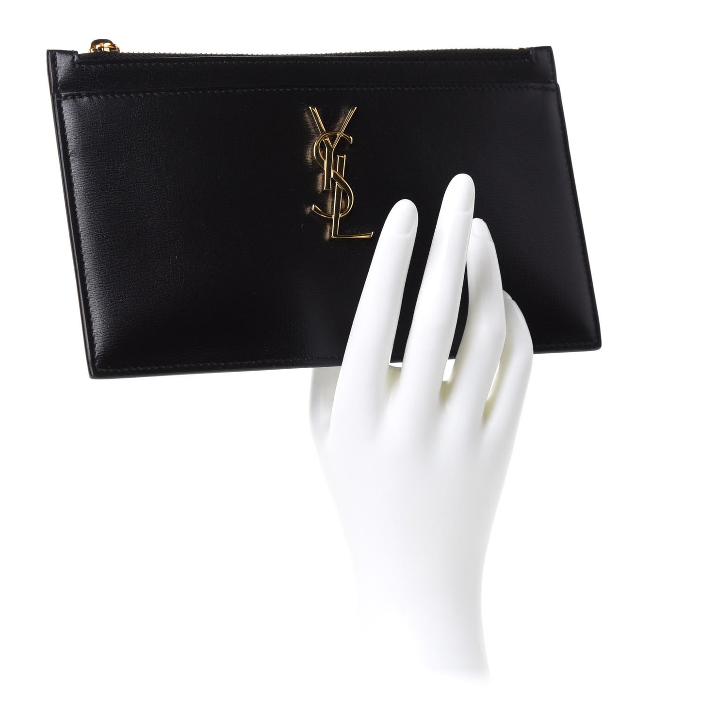Smooth Calfskin Monogram Zip Bill Pouch Black