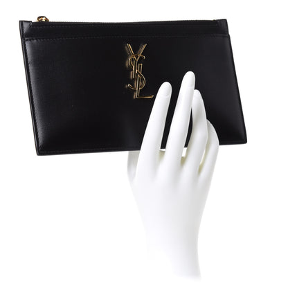 Saint Laurent Smooth Calfskin Monogram Zip Bill Pouch Black 2 of 8