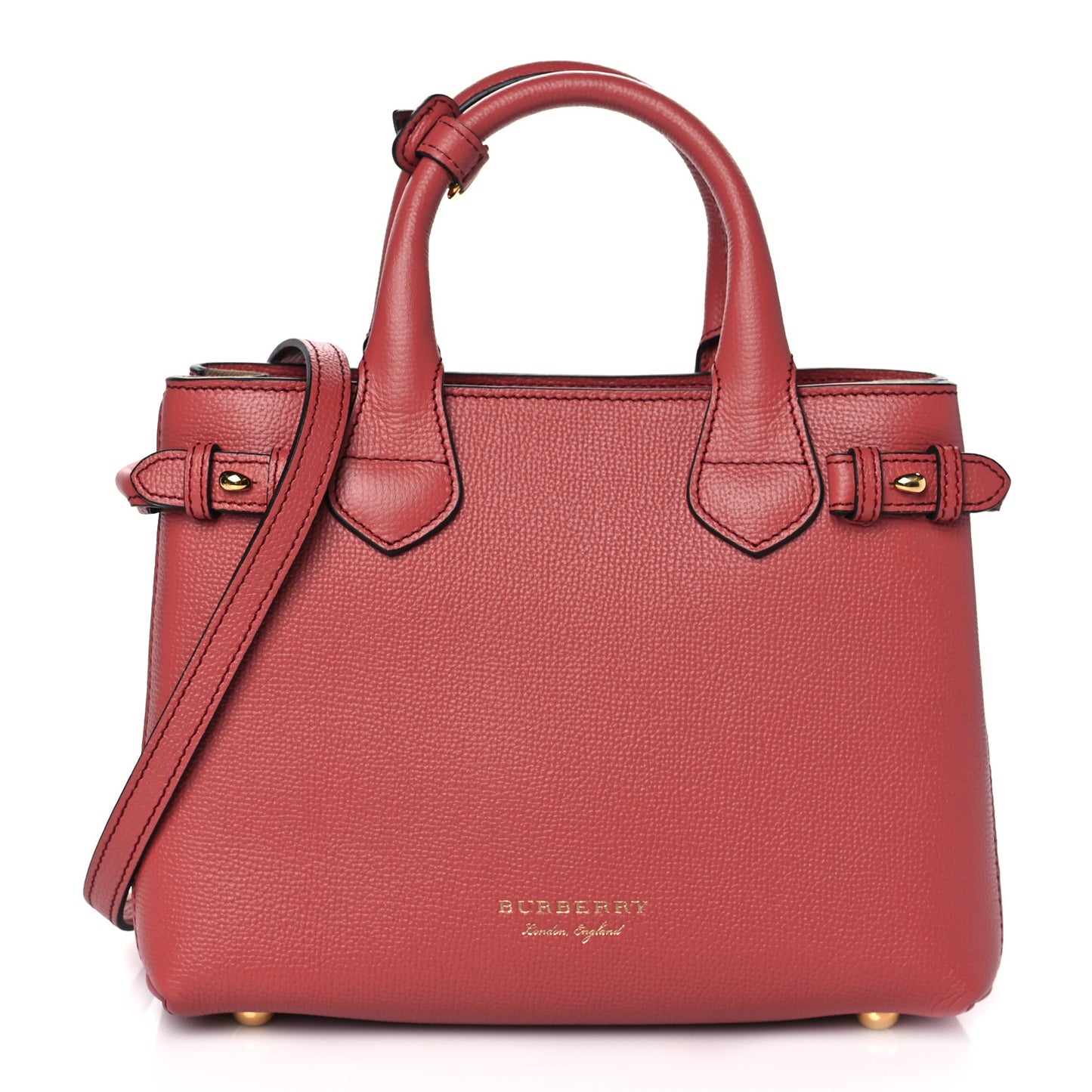 Grainy Calfskin House Check Small Banner Tote Cinnamon Red