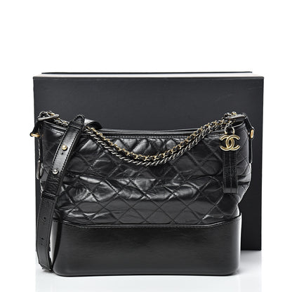Chanel Aged Calfskin Quilted Medium Gabrielle Hobo Black 14 of 14