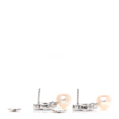 Cartier 18K White Gold Diamond Akoya Pearl 9mm Himalia Earrings 3 of 7