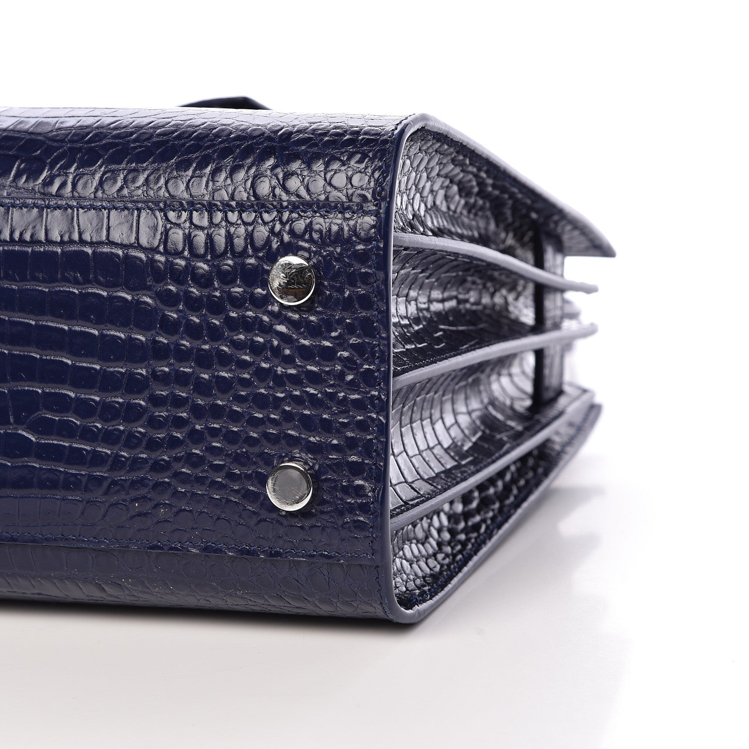 Saint Laurent Calfskin Crocodile Embossed Baby Sac De Jour Navy 6 of 10