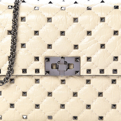 Valentino Garavani Craquele Nappa Medium Rockstud Spike Shoulder Bag Light Ivory 7 of 10