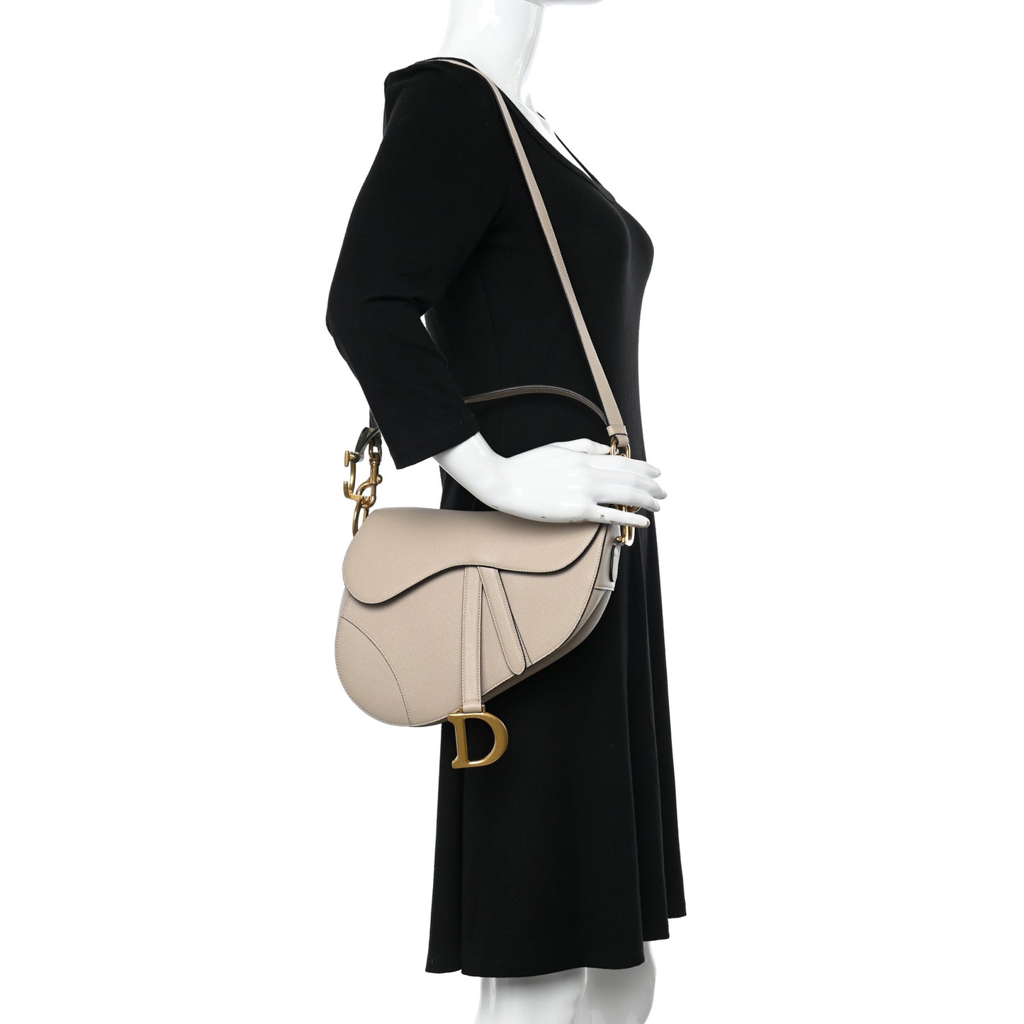 Grained Calfskin Saddle Bag With Strap Hazelnut