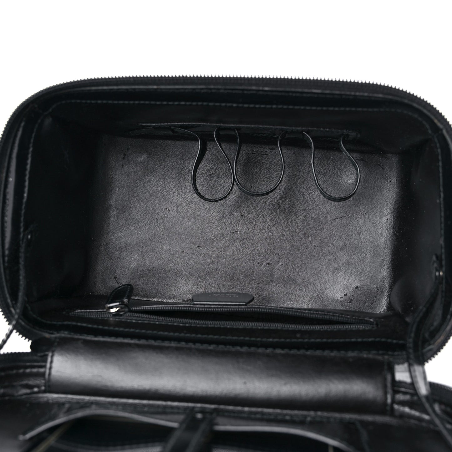Canvas Patent Calfskin Bamboo Cosmetic Case Black