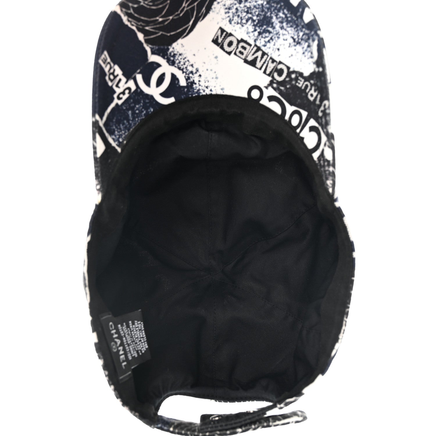 Chanel Cotton Coco Print Cap Hat Navy Black White 7 of 9