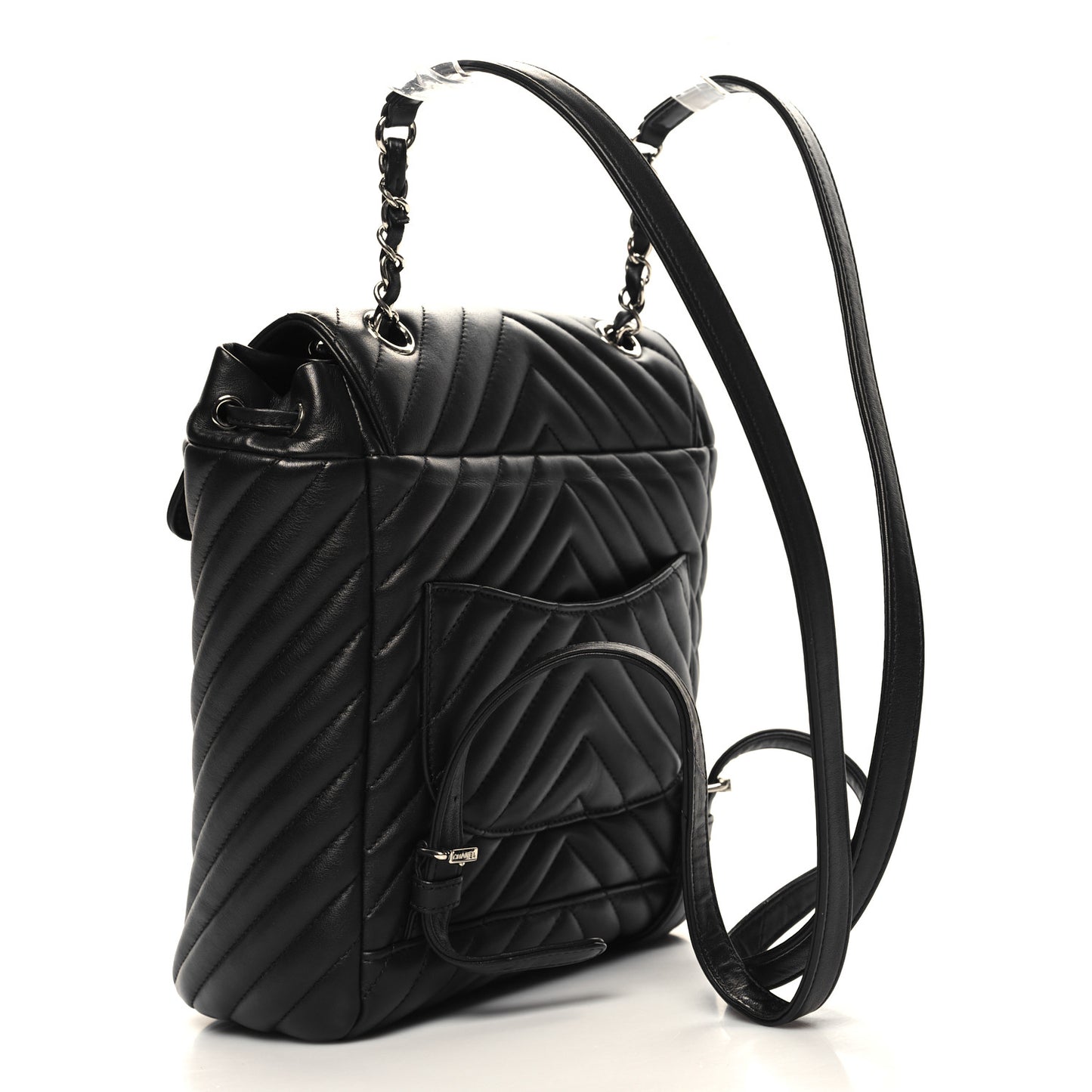 Calfskin Chevron Quilted Small Urban Spirit Backpack Black