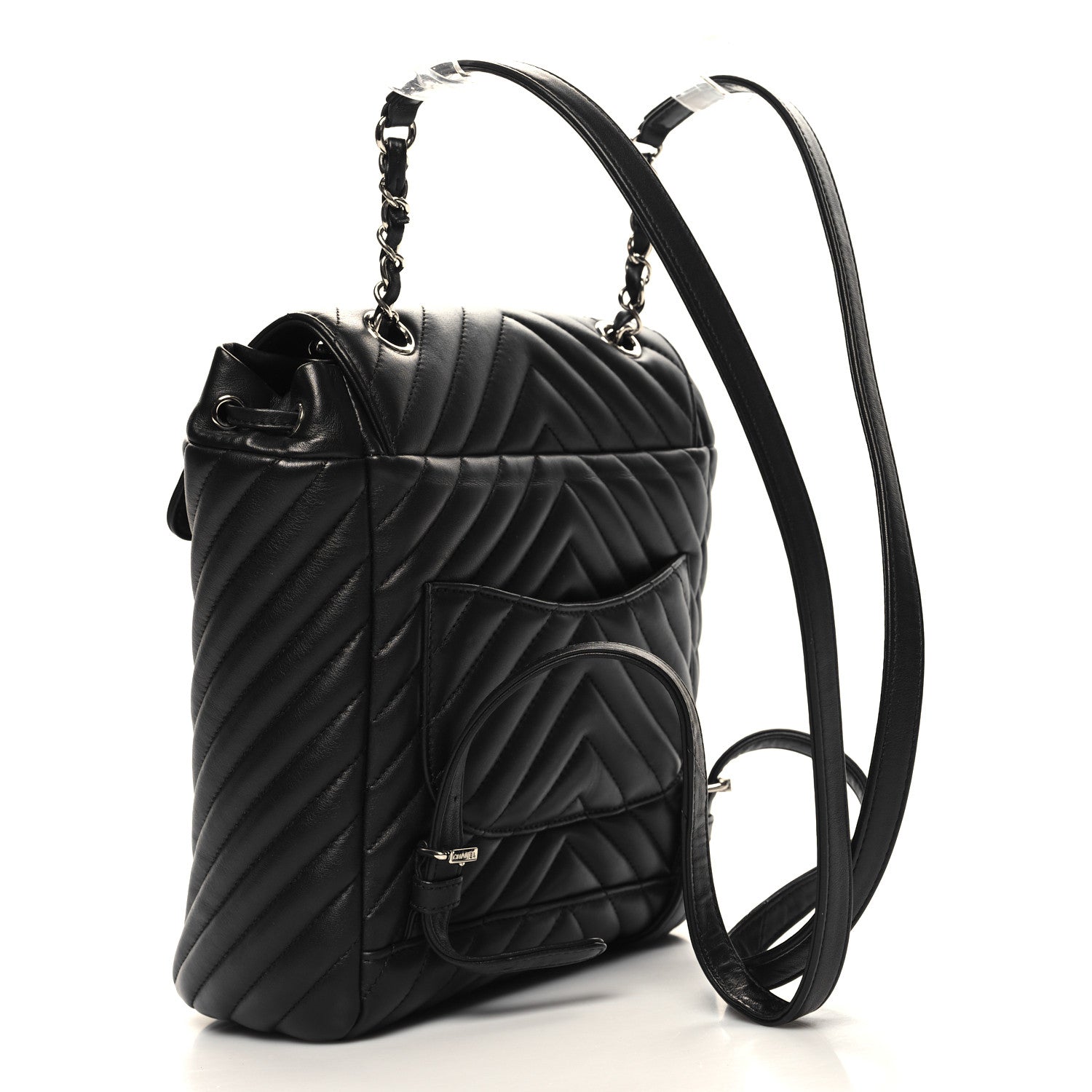 Chanel Calfskin Chevron Quilted Small Urban Spirit Backpack Black 3 of 11