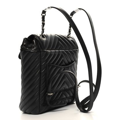 Chanel Calfskin Chevron Quilted Small Urban Spirit Backpack Black 3 of 11