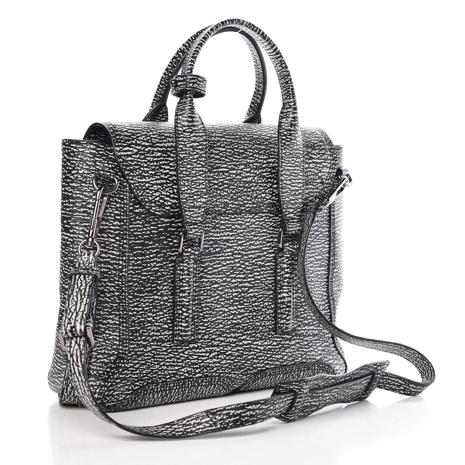 3.1 Phillip Lim 3.1 Textured Calfskin Medium Pashli Satchel Black Cream 4 of 11