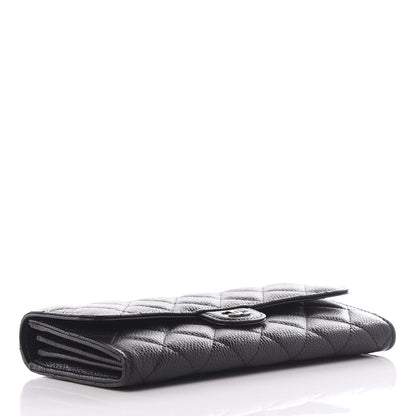 Chanel Caviar Quilted Large Flap Gusset Wallet Black 3 of 9