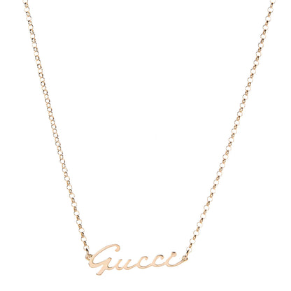 Gucci 18K Yellow Gold Script Necklace 1 of 5