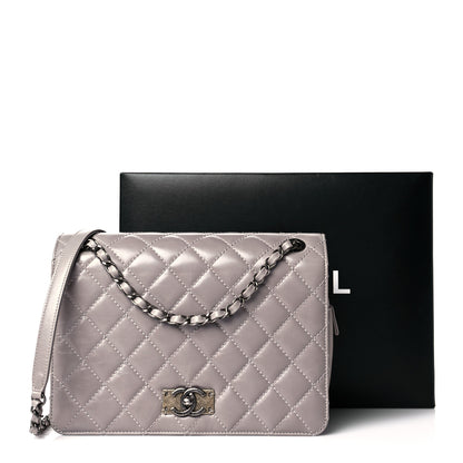 Chanel Glazed Calfskin Quilted Medium Day Trip Flap Grey 14 of 14