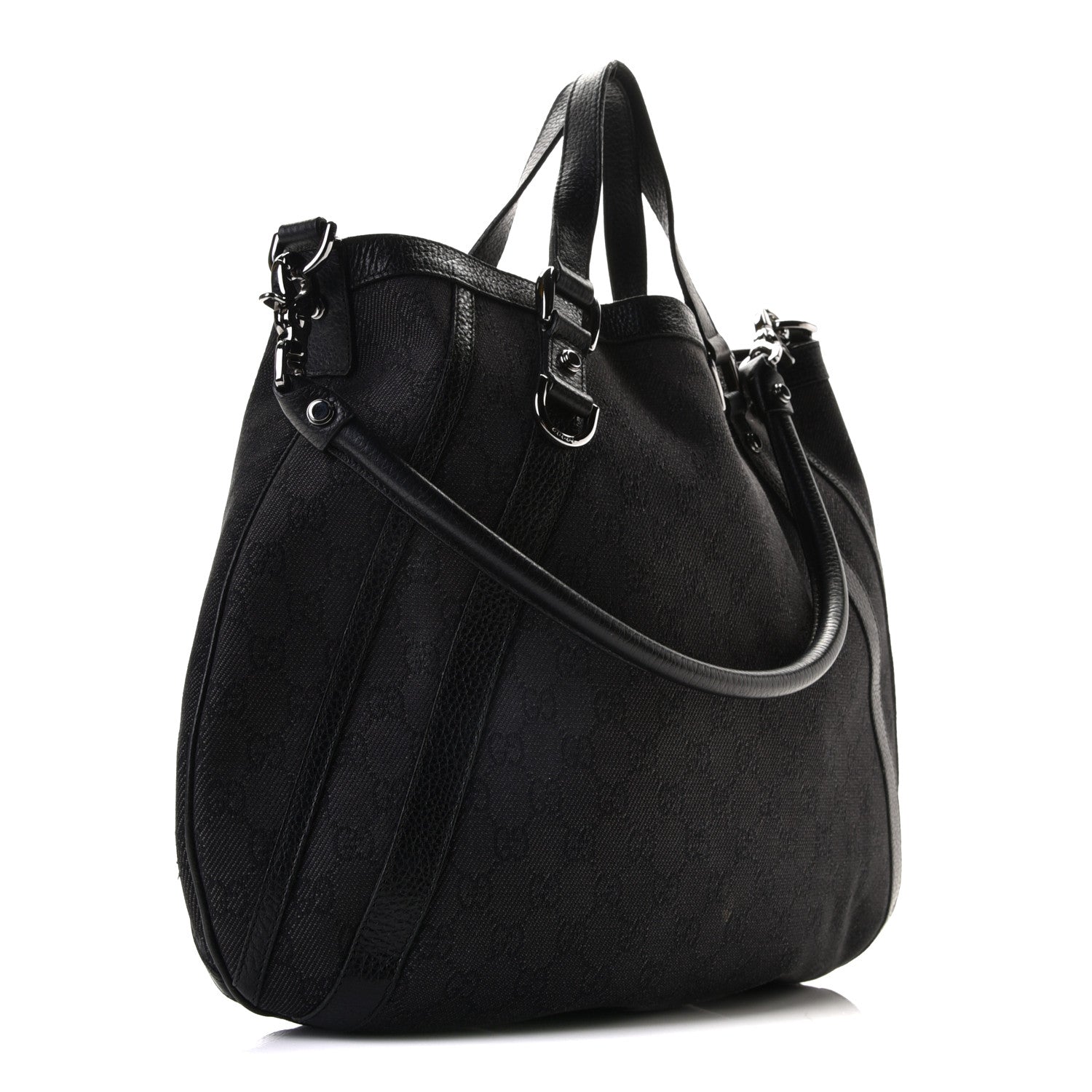 Gucci Monogram Medium Abbey Convertible Tote Black 2 of 11