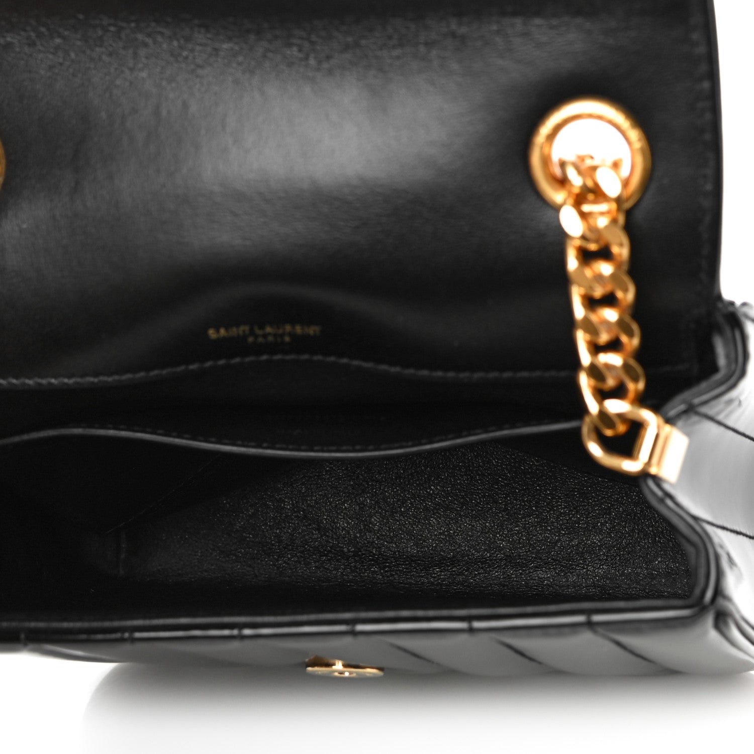 Saint Laurent Patent Matelasse Monogram Large Vicky Chain Bag Black 5 of 13