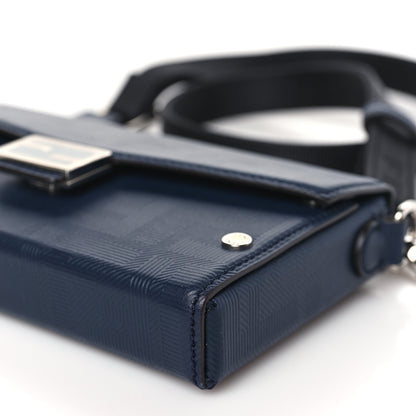 Fendi Vitello King FF Lines Embossed Baguette Soft Trunk Phone Pouch Midnight 9 of 10