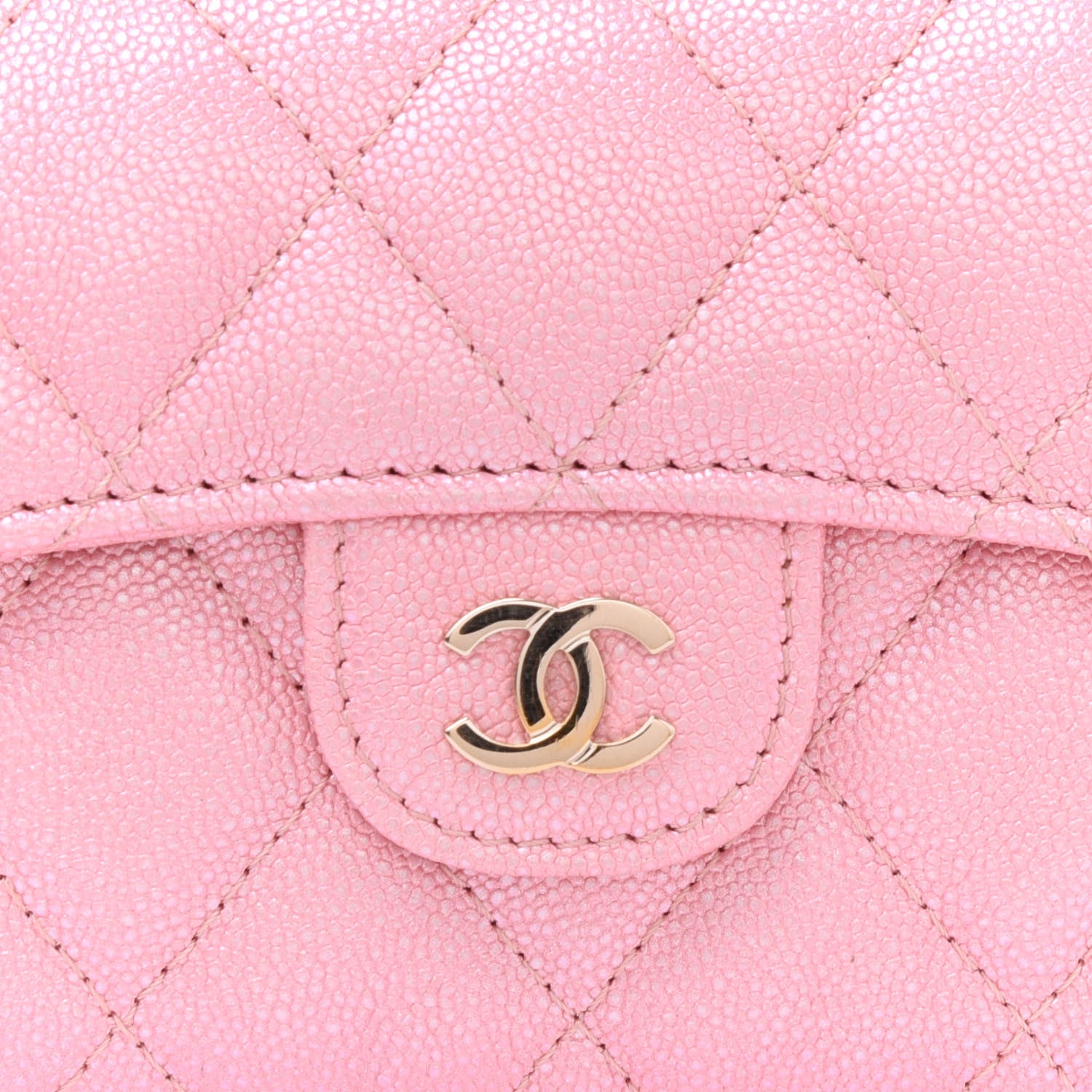 Chanel Iridescent Caviar Flap Quilted Card Holder Wallet Pink 9 of 10