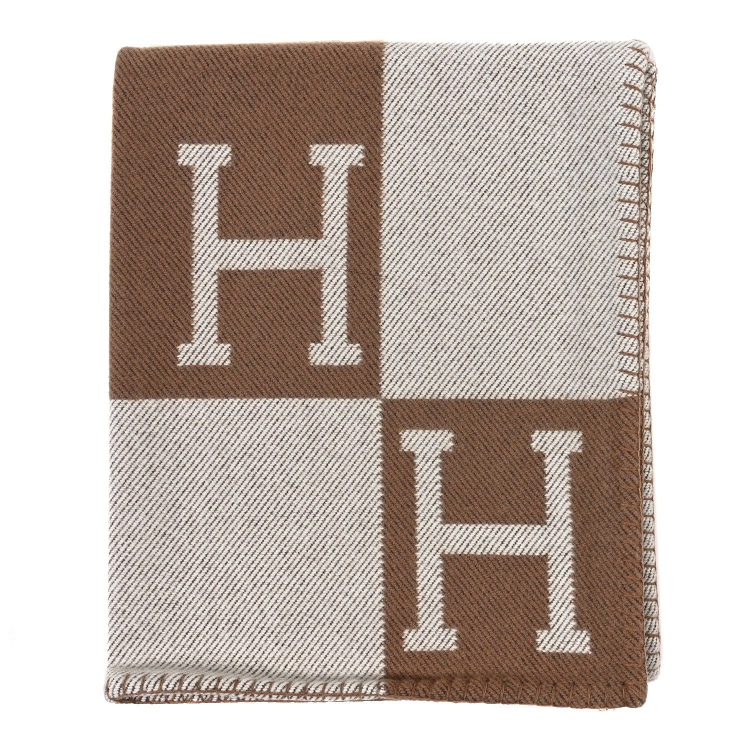 Hermes Wool Cashmere Avalon Blanket Ecru Camel 1 of 3