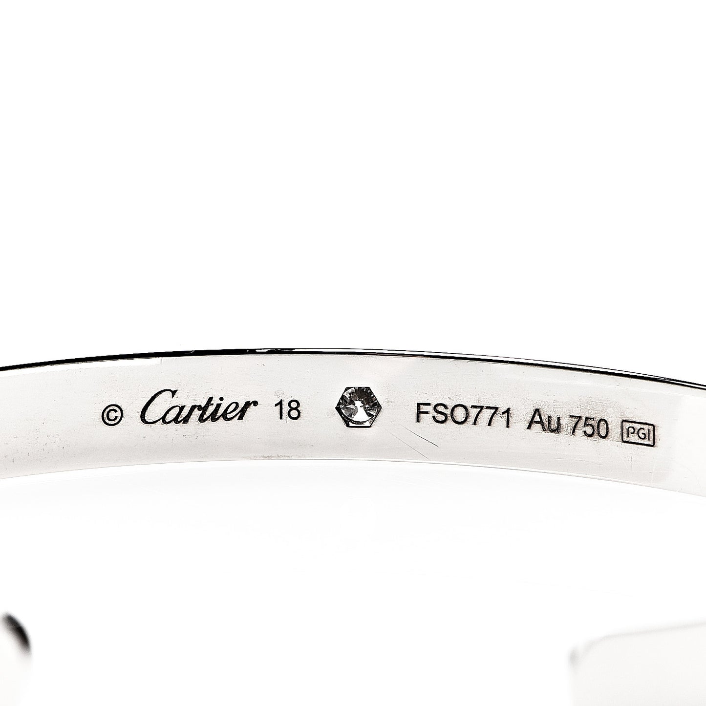 18K White Gold 1 Diamond LOVE Cuff Bracelet 18
