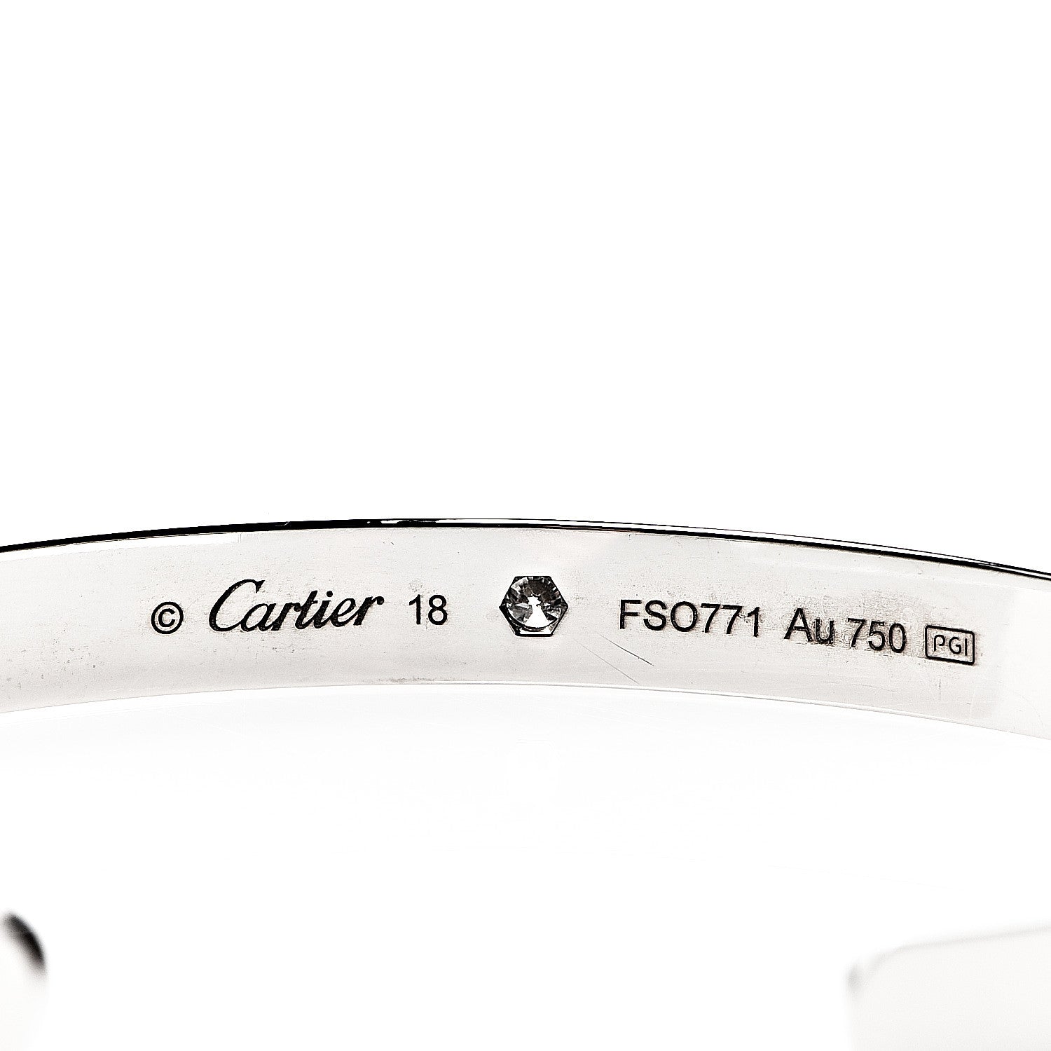 Cartier 18K White Gold 1 Diamond LOVE Cuff Bracelet 18 3 of 4