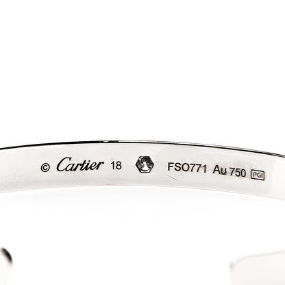 Cartier 18K White Gold 1 Diamond LOVE Cuff Bracelet 18 3 of 4