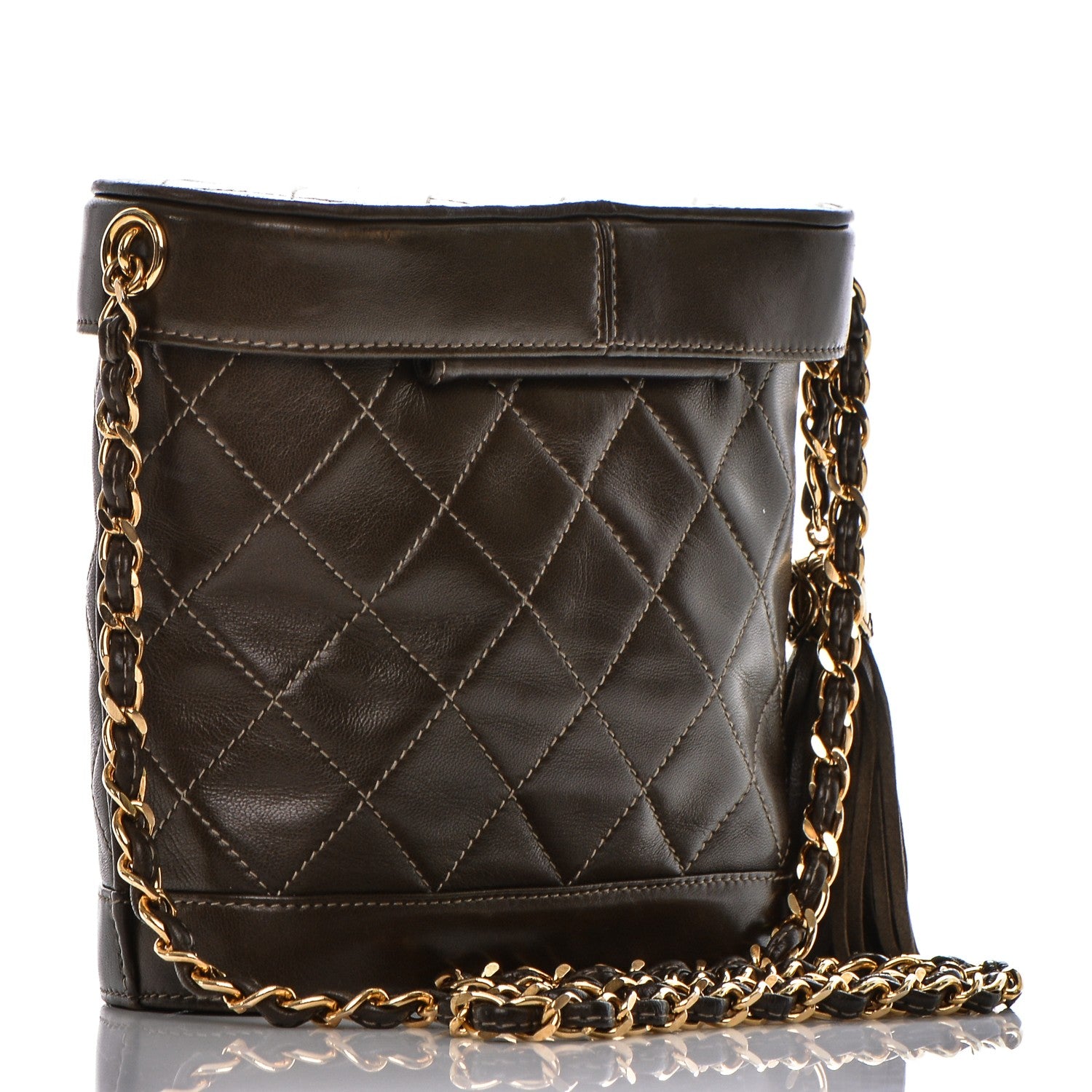 Chanel Lambskin Quilted Tassel Shoulder Bag Dark Brown 3 of 8