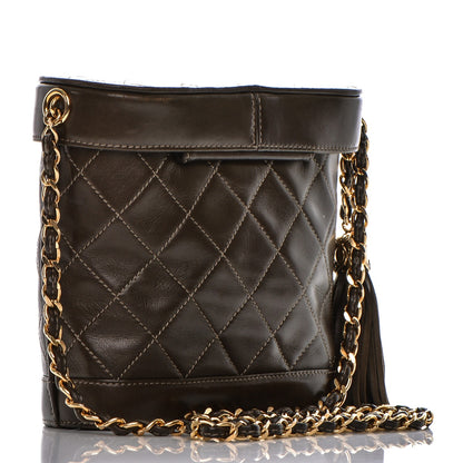 Chanel Lambskin Quilted Tassel Shoulder Bag Dark Brown 3 of 8