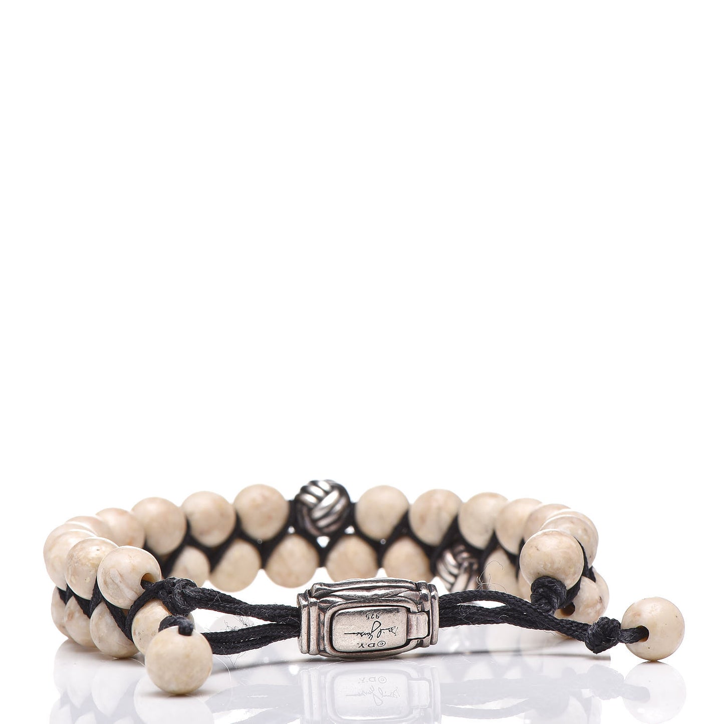 Sterling Silver Riverstone 8mm Spiritual Beads Two Row Bracelet