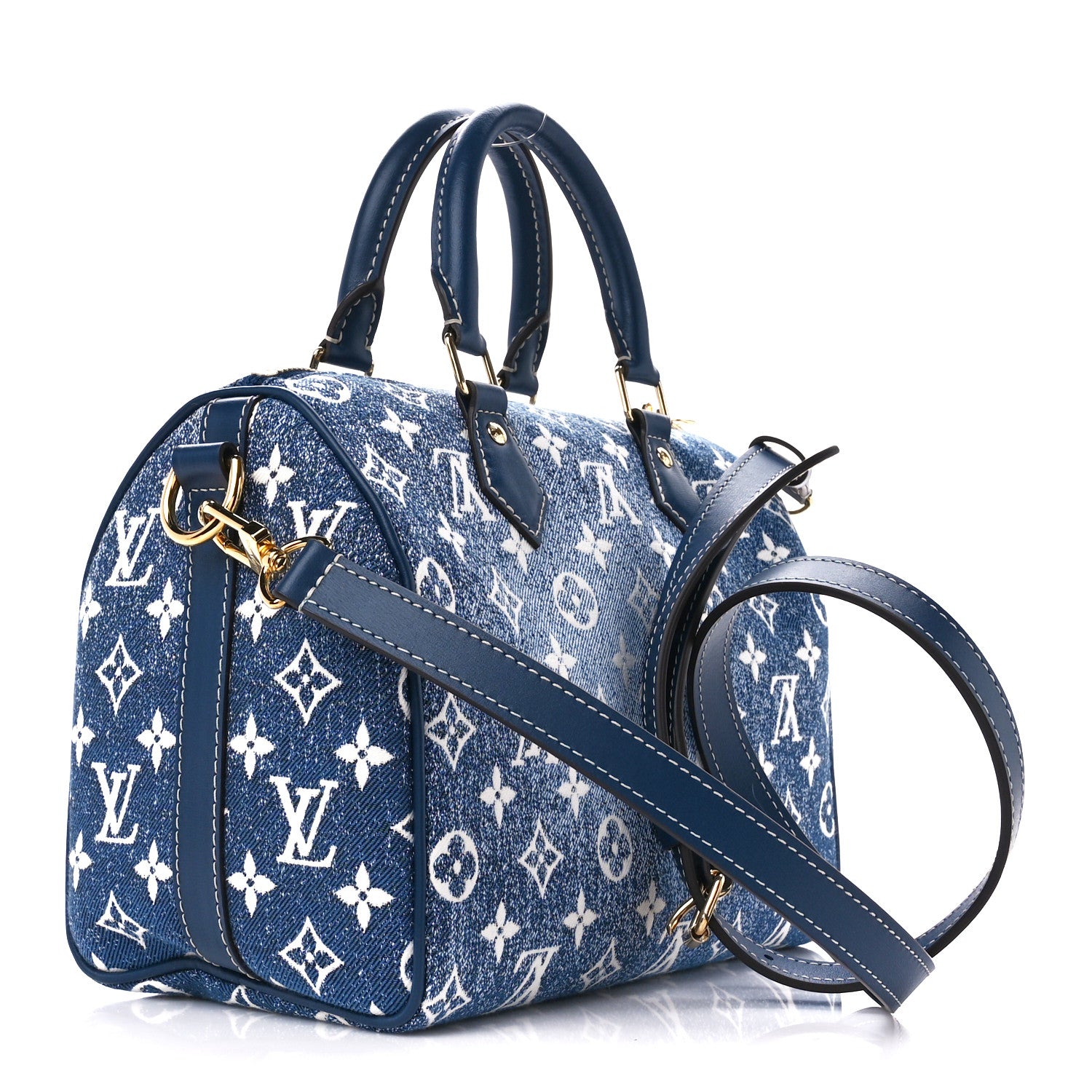 Louis Vuitton Monogram Jacquard Denim Speedy Bandouliere 25 Bleu 3 of 13