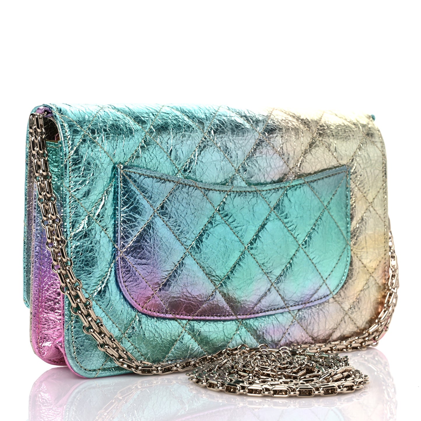 Metallic Goatskin Quilted 2.55 Reissue Wallet on Chain WOC Multicolor