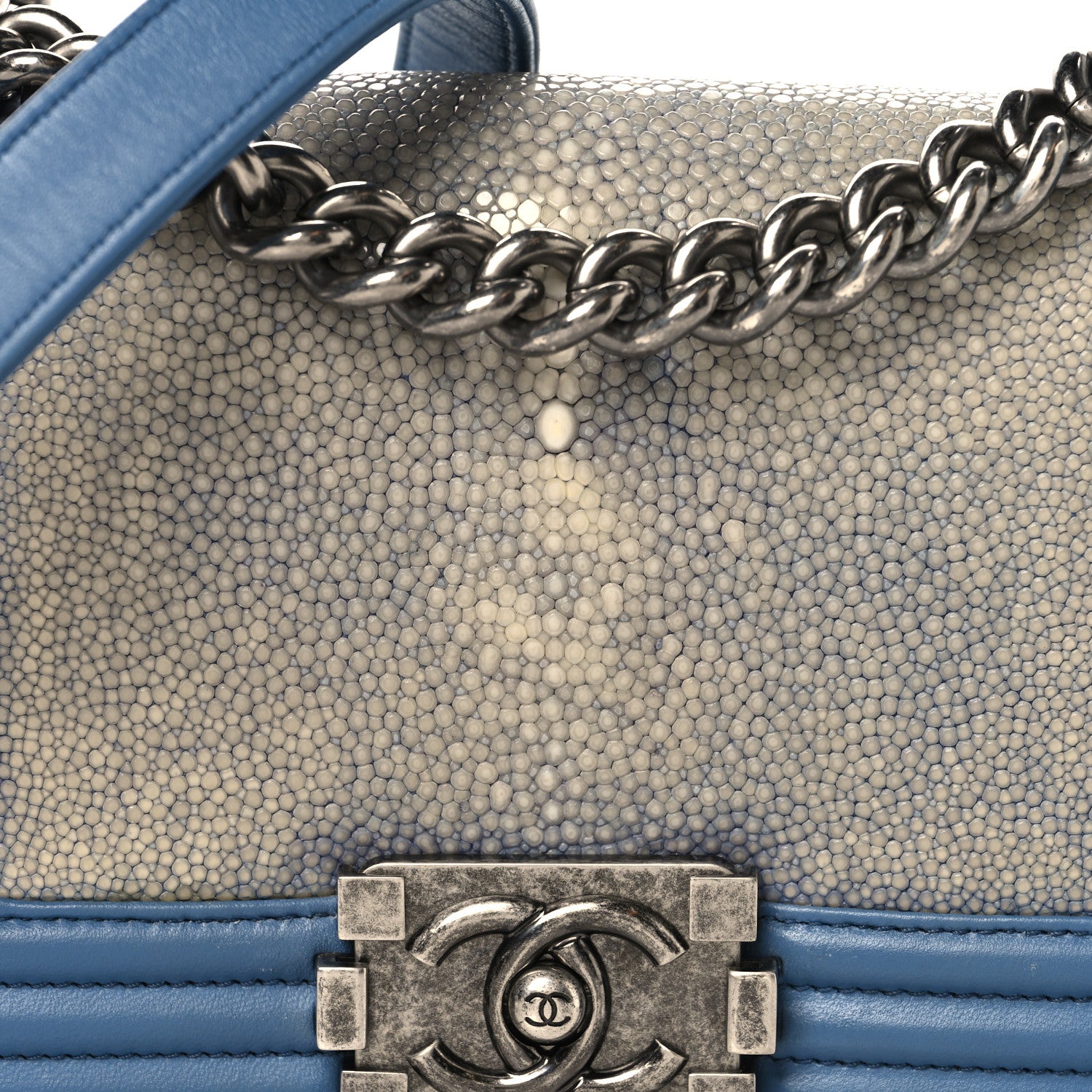 Chanel Galuchat Stingray Small Boy Flap Blue 8 of 13