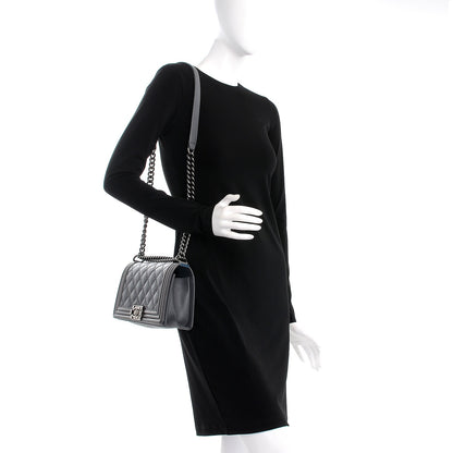 Chanel Calfskin Double Stitch Medium Boy Flap Grey 2 of 11
