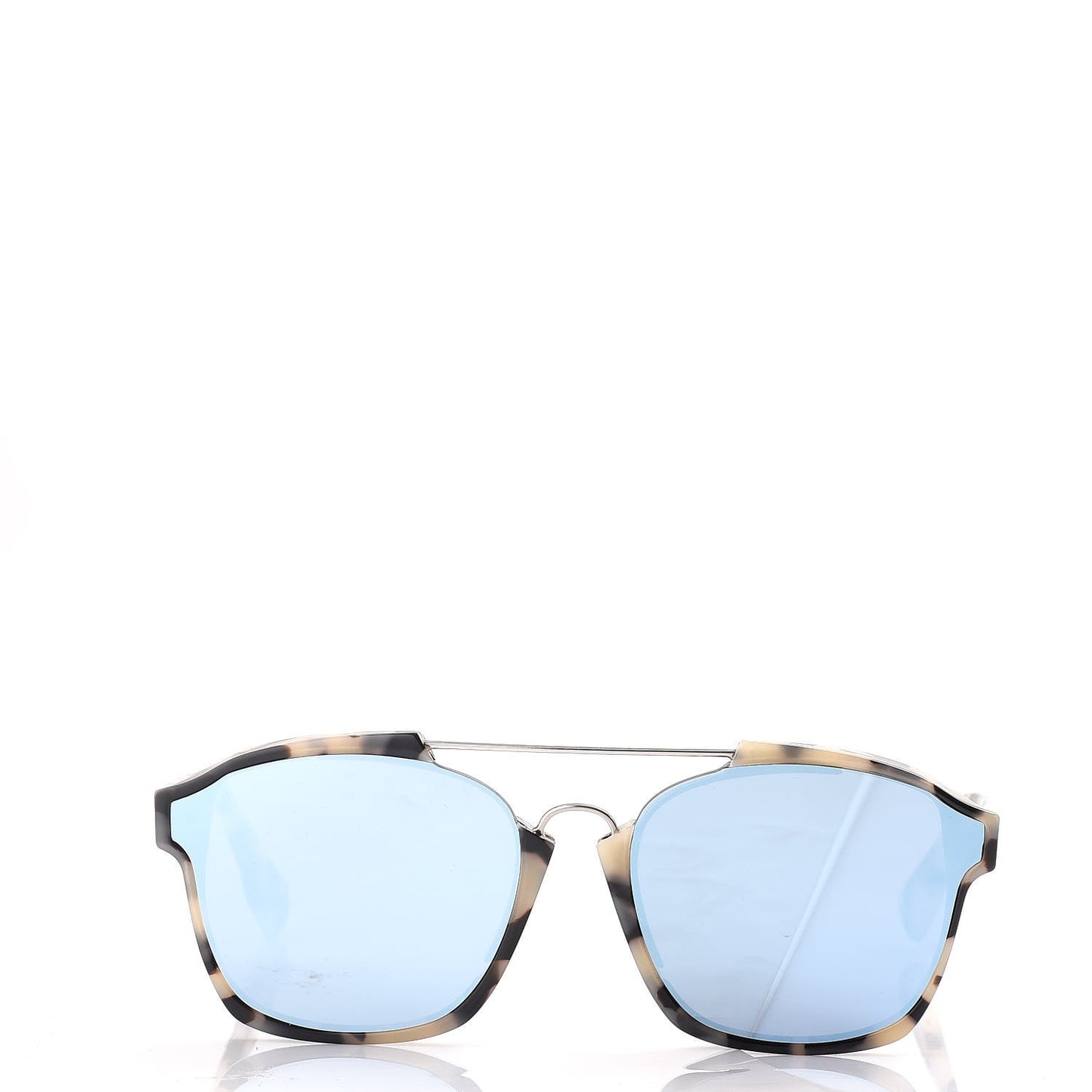 Abstract Square Mirrored Sunglasses Spotted Havana Blue