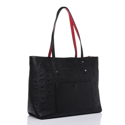 MCM Calfskin Ottomar Monogram Medium Klara Shopper Tote Black 3 of 16