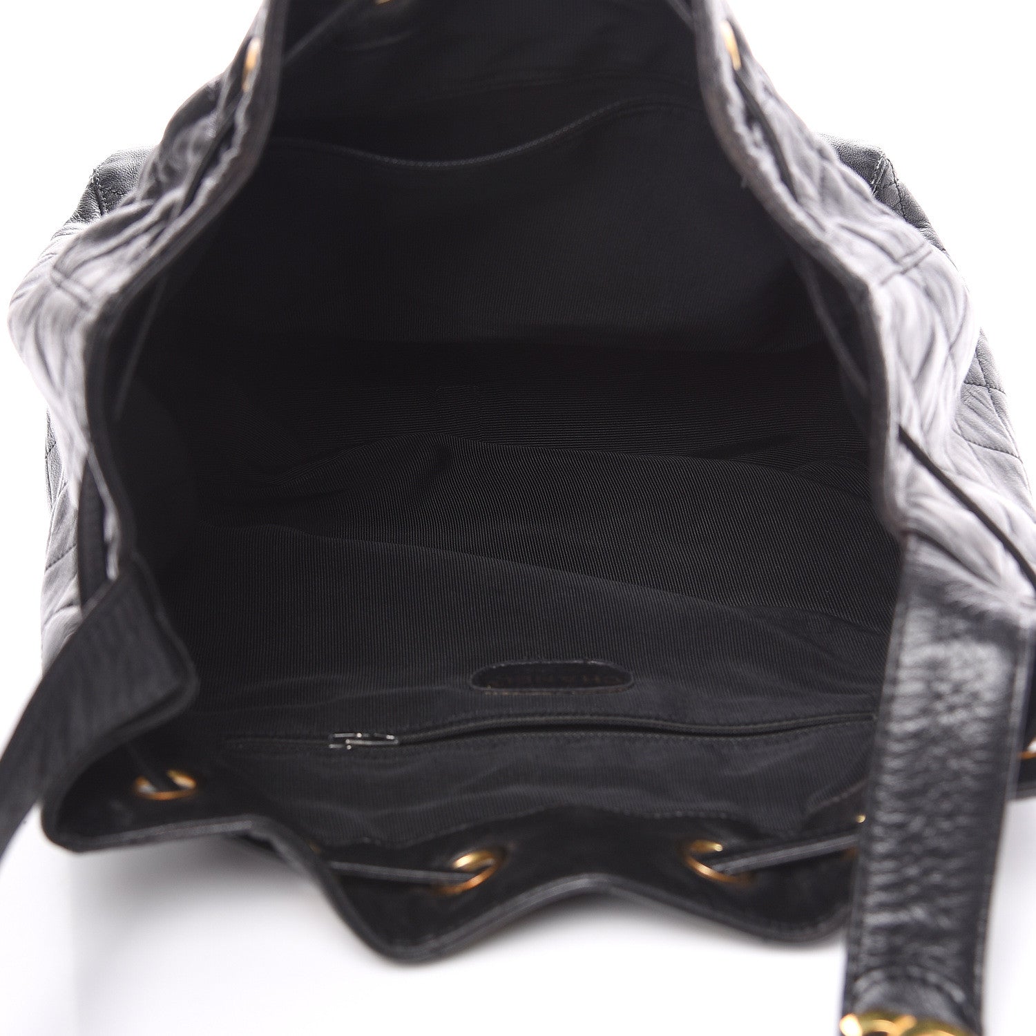 Chanel Lambskin Quilted Drawstring Bucket Bag Black 5 of 14