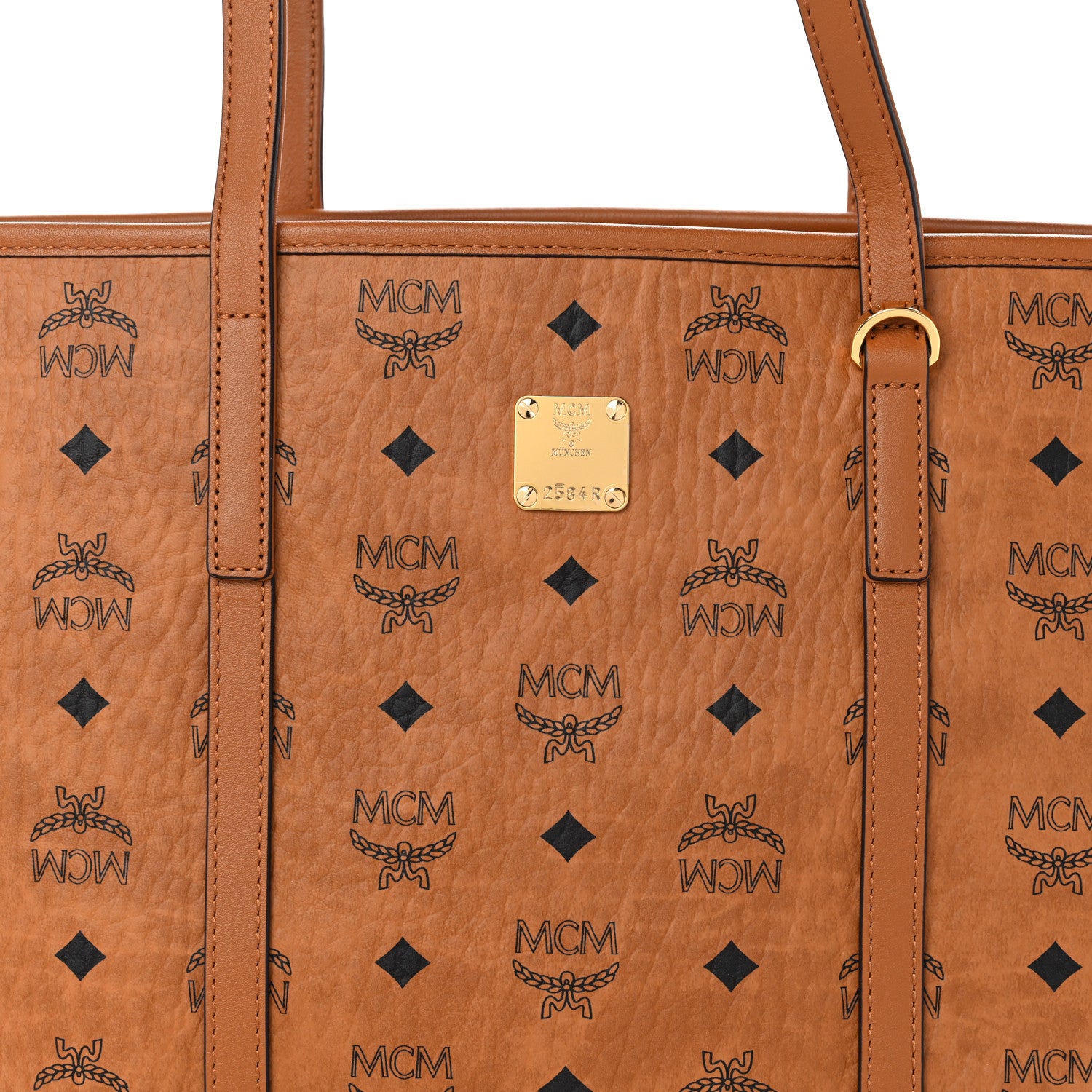 MCM Visetos Toni Shopper Tote Cognac 8 of 10