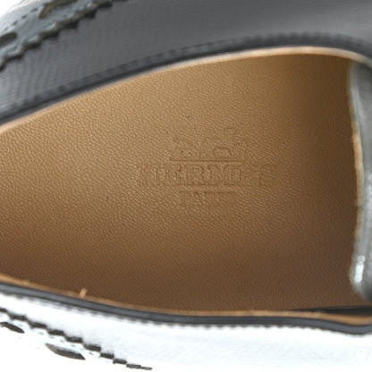 Hermes Patent Epsom Norton Richelieu Sneakers 39.5 Bleu Ardoise Gris 7 of 8