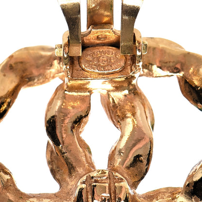 Chanel Enamel Chain Clip On CC Earrings Gold 4 of 4