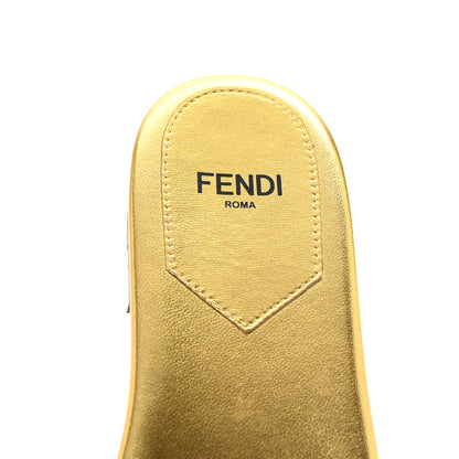 Fendi Nappa Laminata Cuoio Baguette Flat Slide Sandals 36 Gold 8 of 8