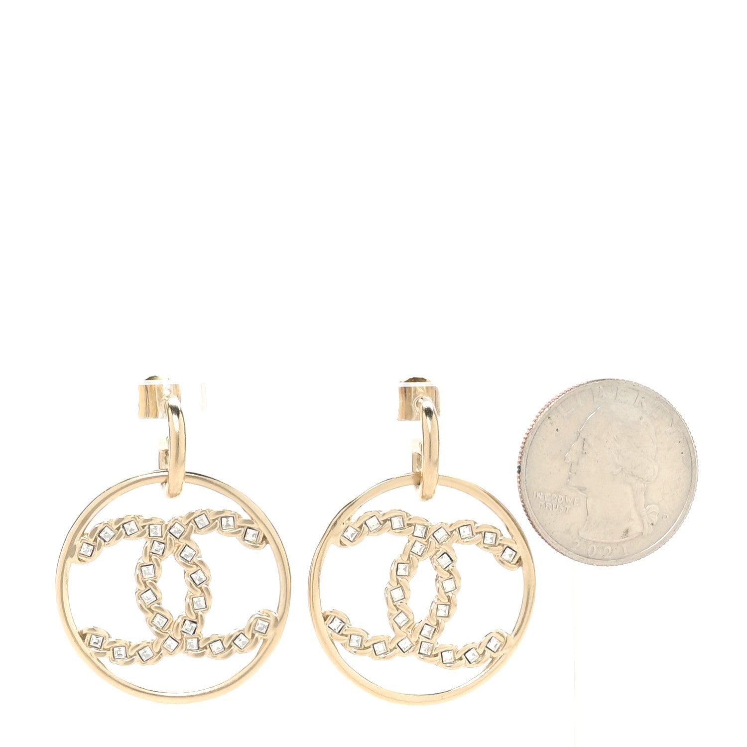 Chanel Baguette Crystal High Society CC Drop Earrings Gold 2 of 4