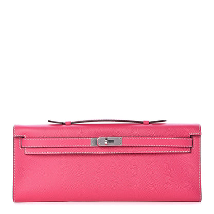 Hermes Epsom Kelly Cut Clutch Pochette Rose Tyrien 1 of 7