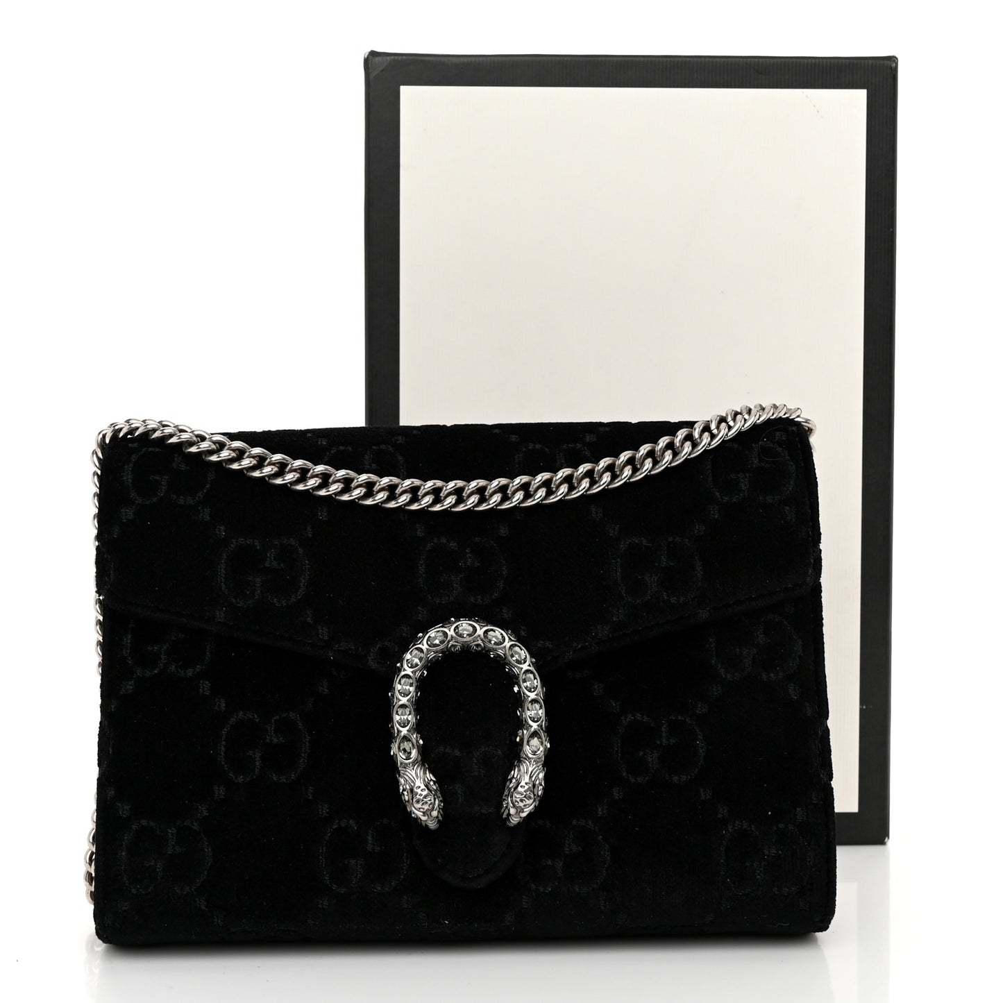 Velvet GG Monogram Mini Dionysus Chain Wallet Black